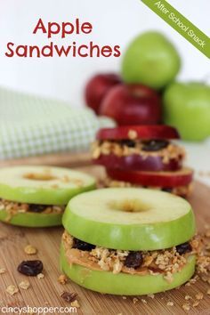 
                    
                        After School Snack: Apple Sandwiches Recipe. One of my kids favorite snacks when they arrive home from school. Simple, healthy and tasty!
                    
                