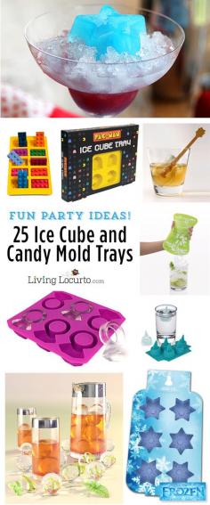 
                    
                        25 Fun Party Ice Cube & Candy Mold Trays. So many great ideas for drinks, candy and more! LivingLocurto.com
                    
                