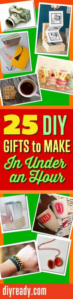 
                    
                        QUICK DIY Gifts You Can Make In Under An Hour! DIY Christmas Gift Ideas. diyready.com/...
                    
                