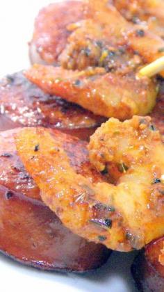 
                    
                        QUICK... I Need an Appetizer for a Party...  And this is QUICK and EASY... Quick saute of blackened Shrimp and a quick Saute of Cajun spiced sausage and a stick... QUICK APPETIZER that is a hit at any party!
                    
                