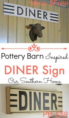 
                    
                        Pottery Barn inspired Diner sign tutorial created with materials on-hand by Our Southern Home. #rockyourknockoff #knockoff
                    
                