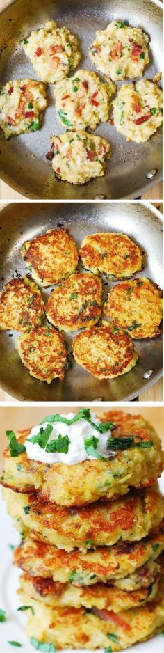 
                    
                        Quinoa, Spaghetti Squash, and Bacon Fritters - perfect snack, breakfast, or lunch! This might become your favorite way to eat quinoa or spaghetti squash! Gluten free recipe!
                    
                
