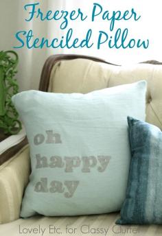 
                    
                        Freezer Paper Stenciled Pillow Tutorial - Lovely Etc. for www.classyclutter...
                    
                