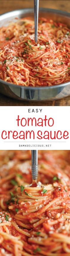 
                    
                        Spaghetti with Tomato Cream Sauce ~ Jazz up those boring spaghetti nights with this super easy, no-fuss cream sauce made completely from scratch!
                    
                