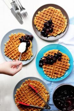 
                    
                        Beer Waffles with Maple Cherry Compote
                    
                