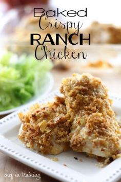 
                    
                        Baked Crispy Ranch Chicken!... only FOUR ingredients! This is perfect for those days you don't want to be in the kitchen forever! Family approved!.
                    
                