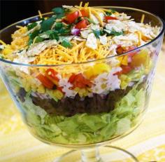 
                    
                        Make ahead Southwestern Layered Salad #recipe #salad skiptomylou.org
                    
                