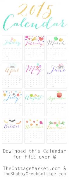 
                    
                        2015 Free Printable Calendar - The Cottage Market #FREEPrintableCalendar, #FREE2015PrintableCalendar, #FreeCalendar, #2015CalendarFREEPrintable, #FreePrintable2015Calendar
                    
                