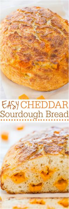 
                    
                        Easy Cheddar Sourdough - No starter required and so easy! It tastes like it's from a fancy bakery! Who can resist homemade cheesy bread!!
                    
                