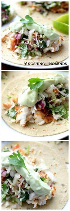 
                    
                        Avocado Cream Slaw Fish Tacos
                    
                