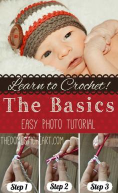Learn the basics of crochet with this step-by-step photo tutorial. Includes a free crochet hat pattern for fall.