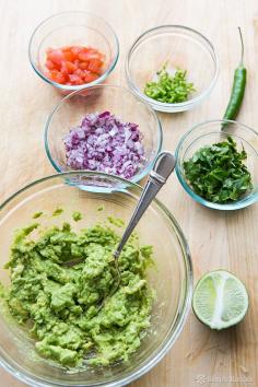 
                    
                        Perfect guacamole! You can start as simple as mashed avocados with salt, and then build as you like with lime or lemon juice, chiles, cilantro. On SimplyRecipes.com
                    
                