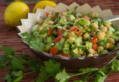 Luscious Chickpea, Avocado and Cucumber Salad by Aviva Goldfarb, the Six O'Clock Scramble #vegan
