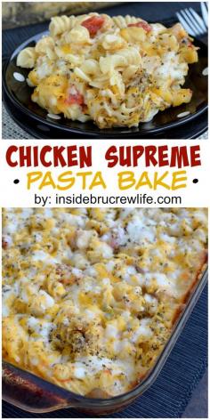 
                    
                        Chicken Supreme Pasta Bake ~ This is an easy and very cheesy chicken and pasta dinner that everyone will love.
                    
                