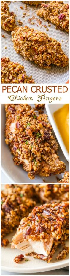 
                    
                        Pecan Crusted Chicken Fingers-- baked, not fried! Crunchy, nutty, toasty, delicious!
                    
                