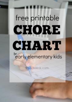 Early Elementary Printable Chore Chart