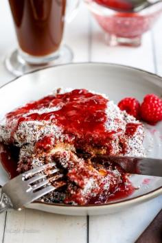 
                    
                        LAMINGTON FRENCH TOAST (CHOCOLATE COCONUT) WITH RASPBERRY JAM SYRUP
                    
                