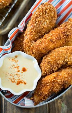 
                    
                        Peanut Crusted Chicken Fingers with Honey Maple Sauce
                    
                