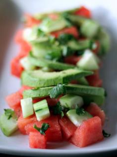 Avocado, Watermelon,  Cucumber Salad via Ambitious Kitchen