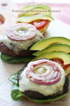 
                    
                        The Best Grilled Portobello Mushroom Burgers - The Best Grilled Portobello Mushroom Burgers - marinated mushrooms that are grilled w/ melted Swiss Cheese then topped with grilled red onion, tomatoes, spinach, and avocado – yum!
                    
                