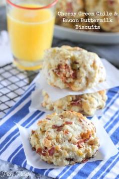 Cheesy Green Chile& Bacon Buttermilk Biscuits.