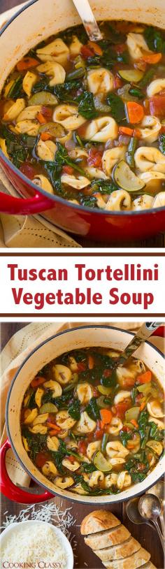 
                    
                        Tuscan Tortellini Vegetable Soup - this soup is easy to make and it tastes AMAZING! Like minestrone but with tortellini instead of kidney or white beans.
                    
                