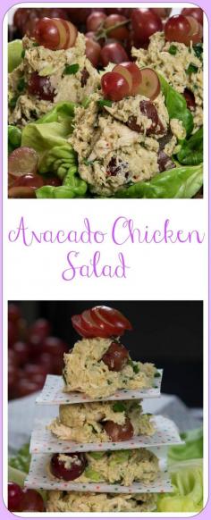 
                    
                        AVOCADO CHICKEN SALAD!! Avocado Chicken Salad is so simple to make it's almost silly not to try. Its creamy texture and pop of fruit are such a fit-yummy flavor you will savor every bite.
                    
                