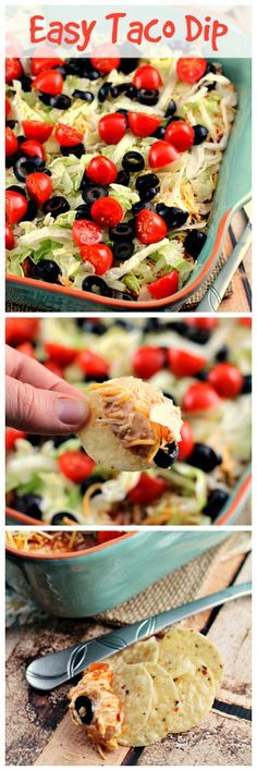 
                    
                        Easy Taco Dip ~ Everyone Will Dig Into this Festive Taco Dip! Loaded with Sour Cream, Taco Seasoning, Salsa, Cheese, Lettuce, Tomatoes & Black Olives!
                    
                