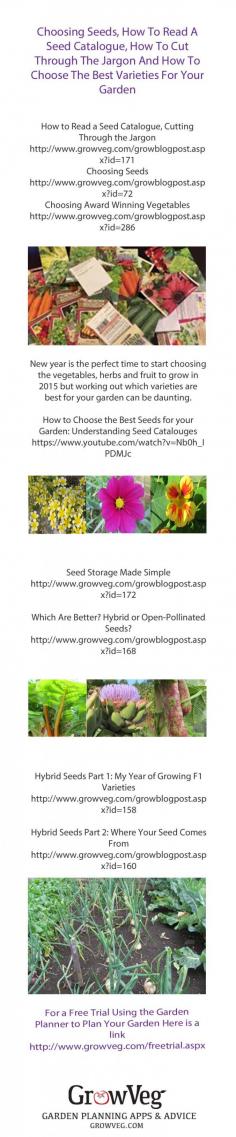 
                    
                        How to choose the best seed varieties for your garden. How to read a seed catalogue and cut through the jargon, the differences between open pollinated, heirloom and hybrid seeds and their merits. How to choose award winning vegetables that will give you your best yield in your own plot.
                    
                