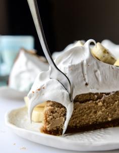 
                    
                        peanut butter cheesecake with whipped marshmallow and bananas
                    
                