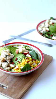 Quinoa Chicken Salad Bowls with Sweet Corn, Avocado + Goji Berries - a fresh, colorful way to liven up your winter days.