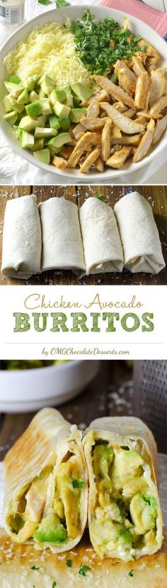 
                    
                        If you are in a big hurry to prepare a beautiful lunch or dinner, maybe it's time for you to try the healthy and easy Chicken Avocado Burritos. We like ours with lots of Salsa on top!
                    
                