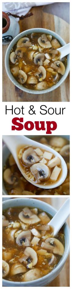 
                    
                        Hot and Sour Soup – the BEST and EASIEST Chinese hot and sour soup recipe ever!! Make with simple ingredients, takes 15 mins and a zillion times better than takeout | rasamalaysia.com
                    
                