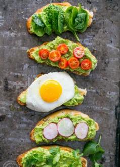 Open Faced Avocado Spread Sandwiches: YUM YUM YUM.  I need a bag of avocados and a loaf of artisan bread now....