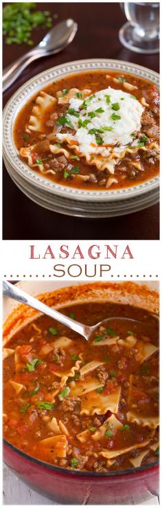 
                    
                        Lasagna Soup - pinned over 500k. It's AMAZING to say the least! I like it even more than lasagna because it's not so heavy. A must try recipe!
                    
                