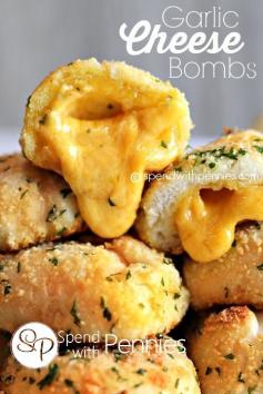Garlic Cheese Bombs Recipe ~ ooey gooey little packages