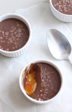 
                    
                        Salted chocolate pots with caramel sauce
                    
                