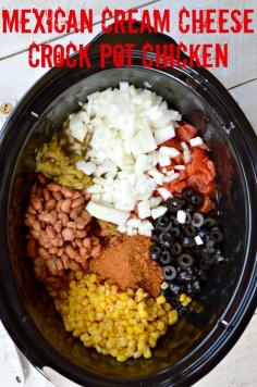 
                    
                        Mexican Cream Cheese Crock Pot Chicken.  This is one of the easiest and most delicious recipes ever. It makes the perfect filling for tacos, burritos or burrito bowls.
                    
                