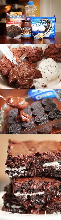 
                    
                        Cookies ‘N Cream Oreo Fudge Brownies. Made with cookies and cream ice cream right in the brownie batter!!
                    
                