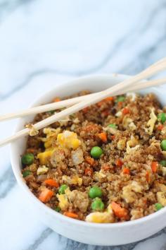 I might leave out the soy sauce. Too much sodium.-- Quinoa fried rice. Quinoa is so incredible for you and a great source of protein. Making this version of "fried rice" a much healthier, more nutritious alternative. (And equally delicious!)