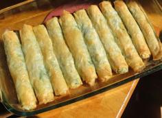 phyllo dough rolls with spinach and cheese, try adding shredded chicken!