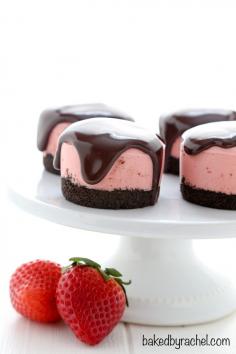 
                    
                        No Bake Mini Strawberry Cheesecakes with Chocolate Ganache
                    
                