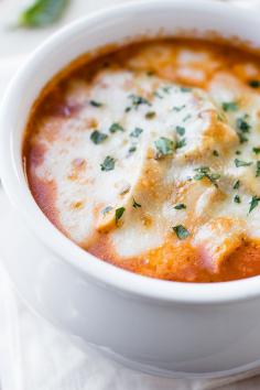 
                    
                        Cheesy Grilled Chicken Parmesan Soup
                    
                