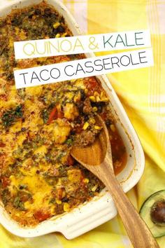 
                    
                        Quinoa and Kale Taco Casserole recipe for an easy and veggie-packed twist  on a Mexican favourite.
                    
                