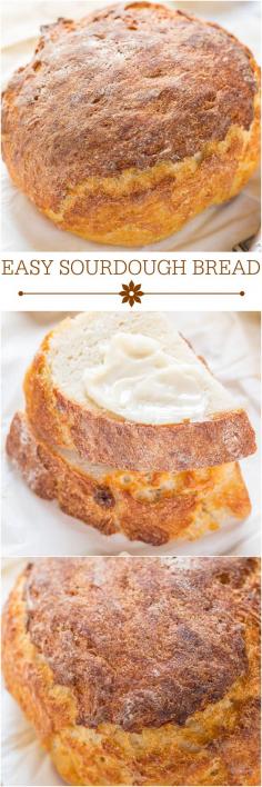 
                    
                        Easy Sourdough Bread - No sourdough starter required!! The bread tastes like it's from a fancy bakery and you won't believe how easy it is!!
                    
                