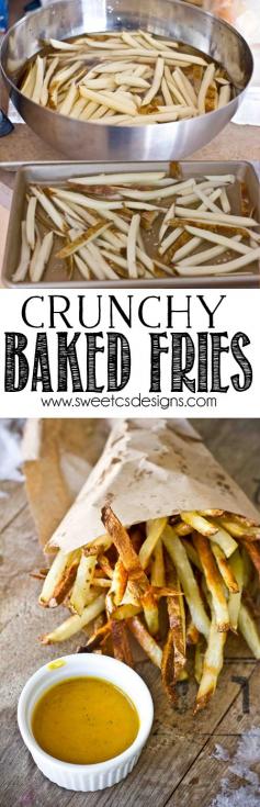 
                    
                        Crunchy Baked Fries ~ just a little olive oil and salt to get perfect baked french fries!
                    
                