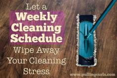 
                    
                        Having a plan for what will get clean when will wipe away your stress of cleaning.  How to make a cleaning schedule, and why it's great!
                    
                