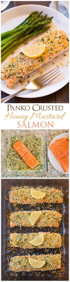 
                    
                        Panko Crusted Honey Mustard Salmon - one of the easiest salmon recipes you'll ever make and it's seriously delicious!!
                    
                