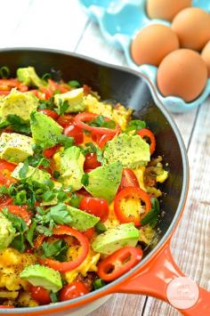 garden-egg-skillet-breakfast --- sub coconut oil for butter, sub diced sweet potato for potato hash, use uncured turkey bacon  DF cheddar (daiya) ... Delish!