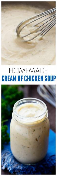 
                    
                        Homemade Cream of Chicken Soup - A delicious homemade version of condensed cream of chicken soup! It takes only minutes to whisk up and is such a better alternative!
                    
                